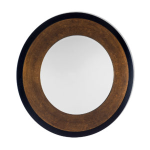 Laura Ashley Cara Large Mottled Bronze Round Mirror With Black Edging