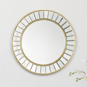 Laura Ashley Small Clemence Round Mirror With Gold Leaf Detail Edging