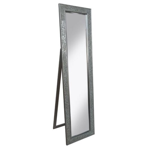 Aliza Floor Standing Cheval Mirror In Silver Mosaic Frame MirrorsToday.co.uk