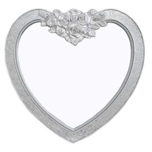 Kiara Heart Shape Wall Mirror In Silver Mosaic Frame MirrorsToday.co.uk