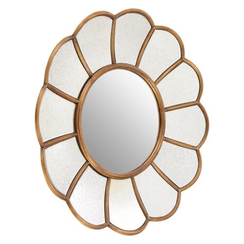 Varian Floral Wall Bedroom Mirror In Gold Metal Frame MirrorsToday.co.uk