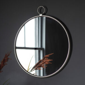 Belfast Large Round Wall Mirror With Silver Metal Frame