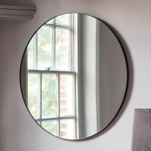 Benton Round Wall Mirror With Black Metal Frame MirrorsToday.co.uk