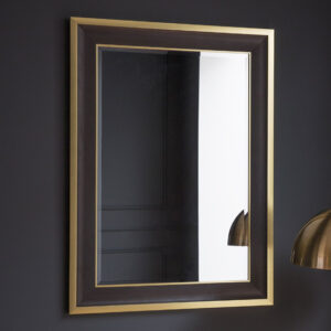 Elmont Rectangular Bevelled Wall Mirror In Black And Gold