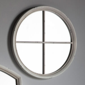 Hyannis Round Window Style Wall Mirror In Soft White