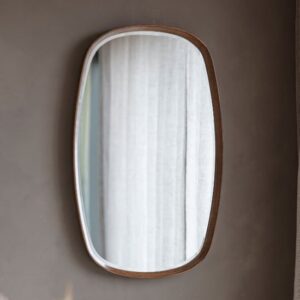 Kinder Bevelled Wall Mirror In Walnut Solid Wood Frame