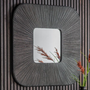 Laveen Square Wall Mirror In Grey Wooden Frame