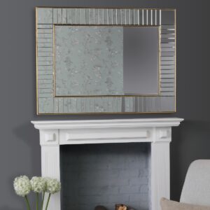Laura Ashley Clemence Large Rectangle Mirror With Gold Leaf Detail Edging