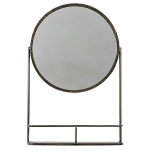 Enoch Wall Mirror With Shelf In Black Iron Frame