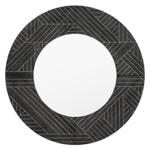 Kavala Wall Mirror Round In Black Wooden Frame