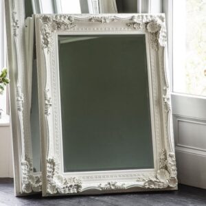 Louisa Rectangular Wall Mirror In Cream Frame