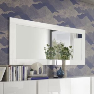 Jining Bedroom Wall Mirror In White High Gloss Frame