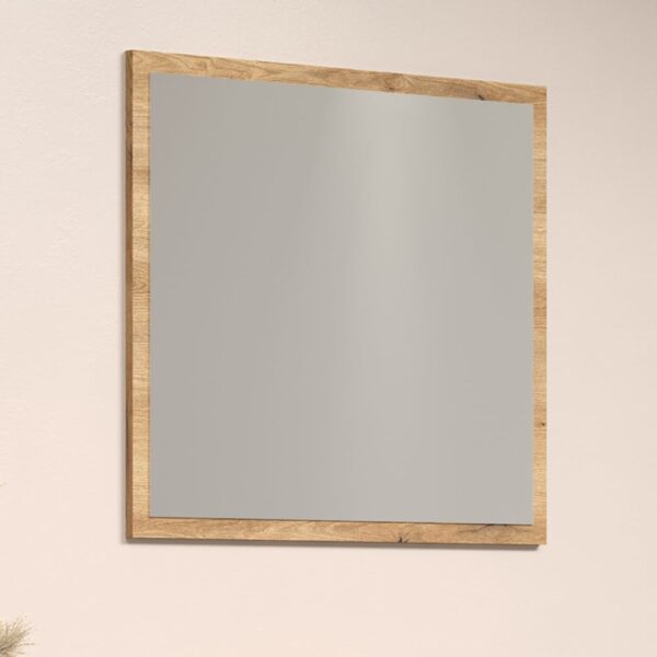 Estero Hallway Wall Mirror In Oak Wooden Frame