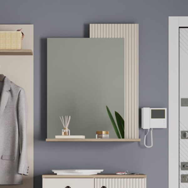 Lufkin Hallway Wall Mirror In Cashmere Wooden Frame