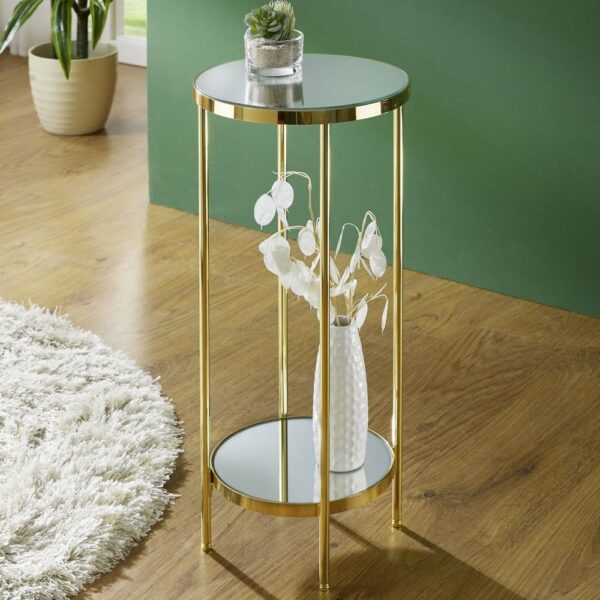 Pulaski Mirrored Round Flower Column With Brass Frame