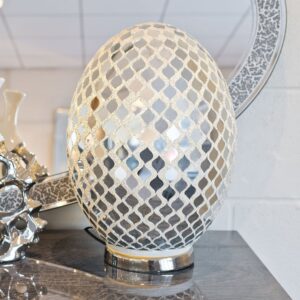Izar Large Glass Mirrored Egg Lamp With Chrome Base
