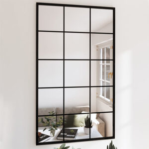 Briana Rectangular Large Wall Mirror With Black Metal Frame