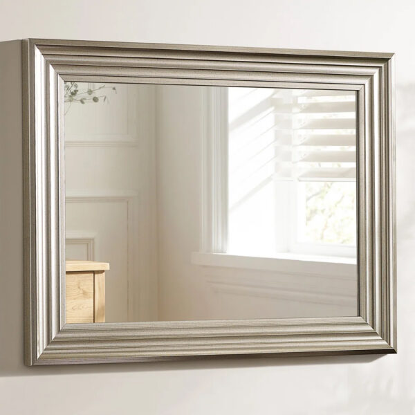 Tirana Rectangular Wall Mirror With Silver Wooden Frame