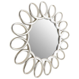Saltier Round Wall Bedroom Mirror In Silver Pewter Frame